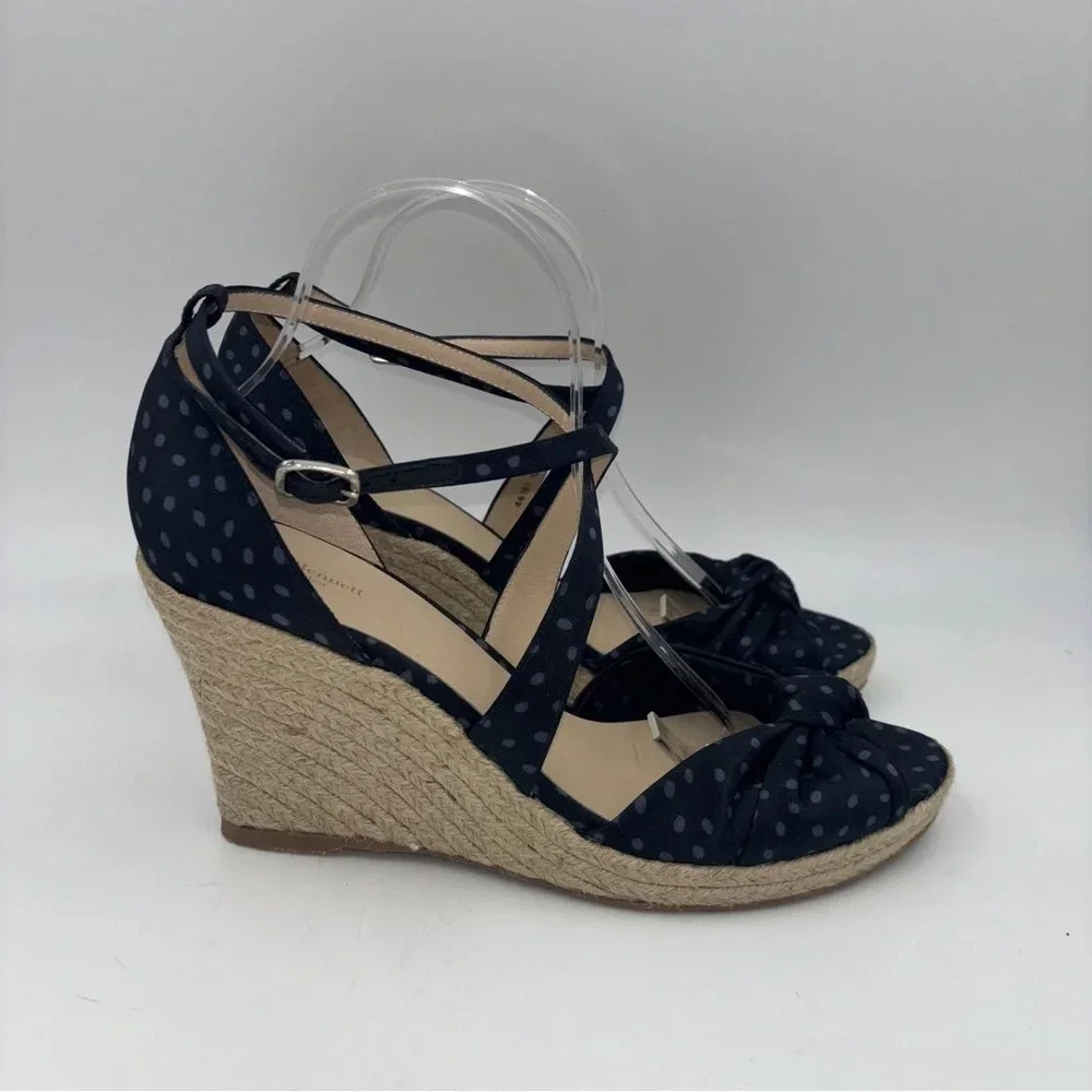 New! LK Bennett polka dot espadrille platform sandals
